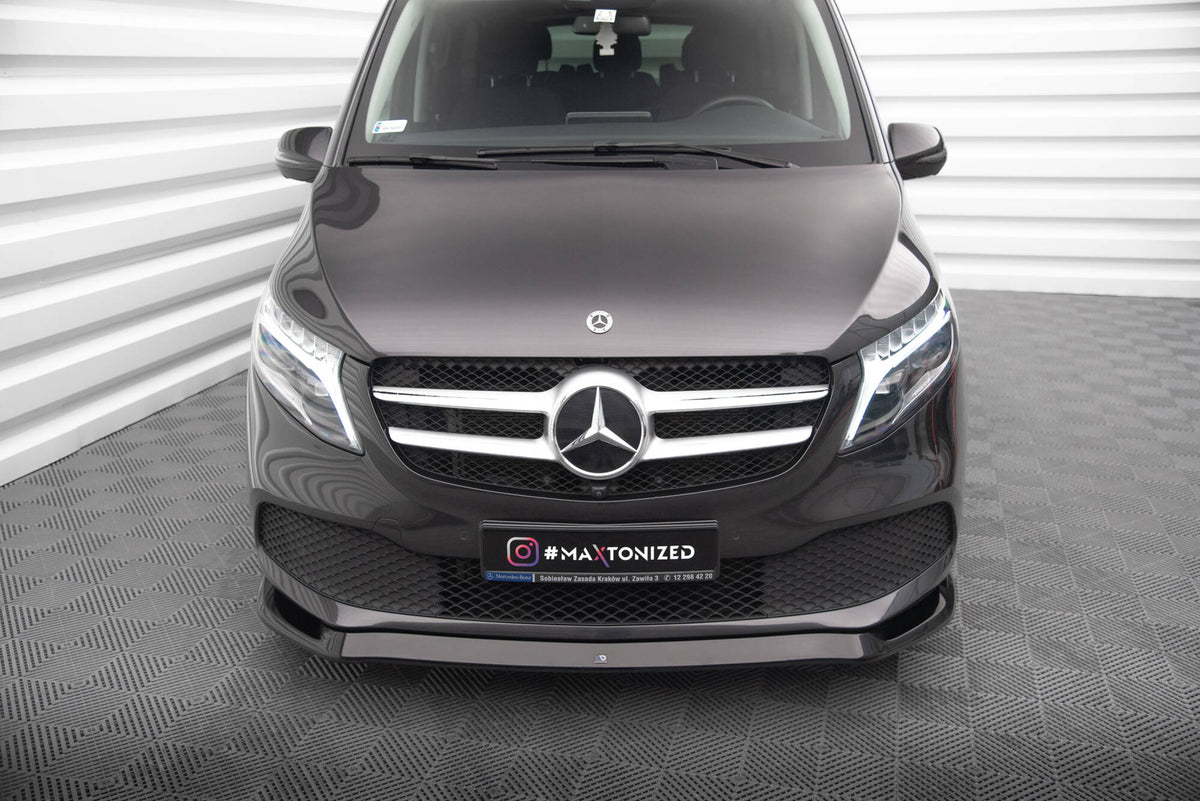 Street+ Spoilerlippe Front Ansatz V.1 passend für Mercedes-Benz V-Klasse W447 Facelift schwarz Hochglanz – Ansicht 3