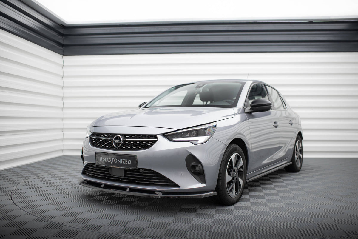 Street+ Spoilerlippe Front Ansatz V.1 passend für Opel Corsa F ( Mk6) schwarz Hochglanz – Ansicht 1