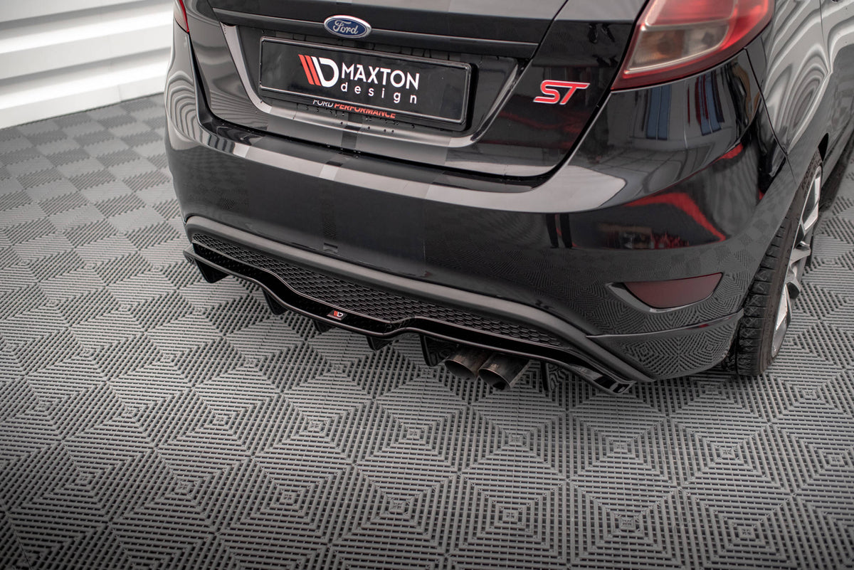 Diffusor Heck Ansatz passend für Ford Fiesta ST (5-Türige version) Mk7 Facelift schwarz Hochglanz – Ansicht 3