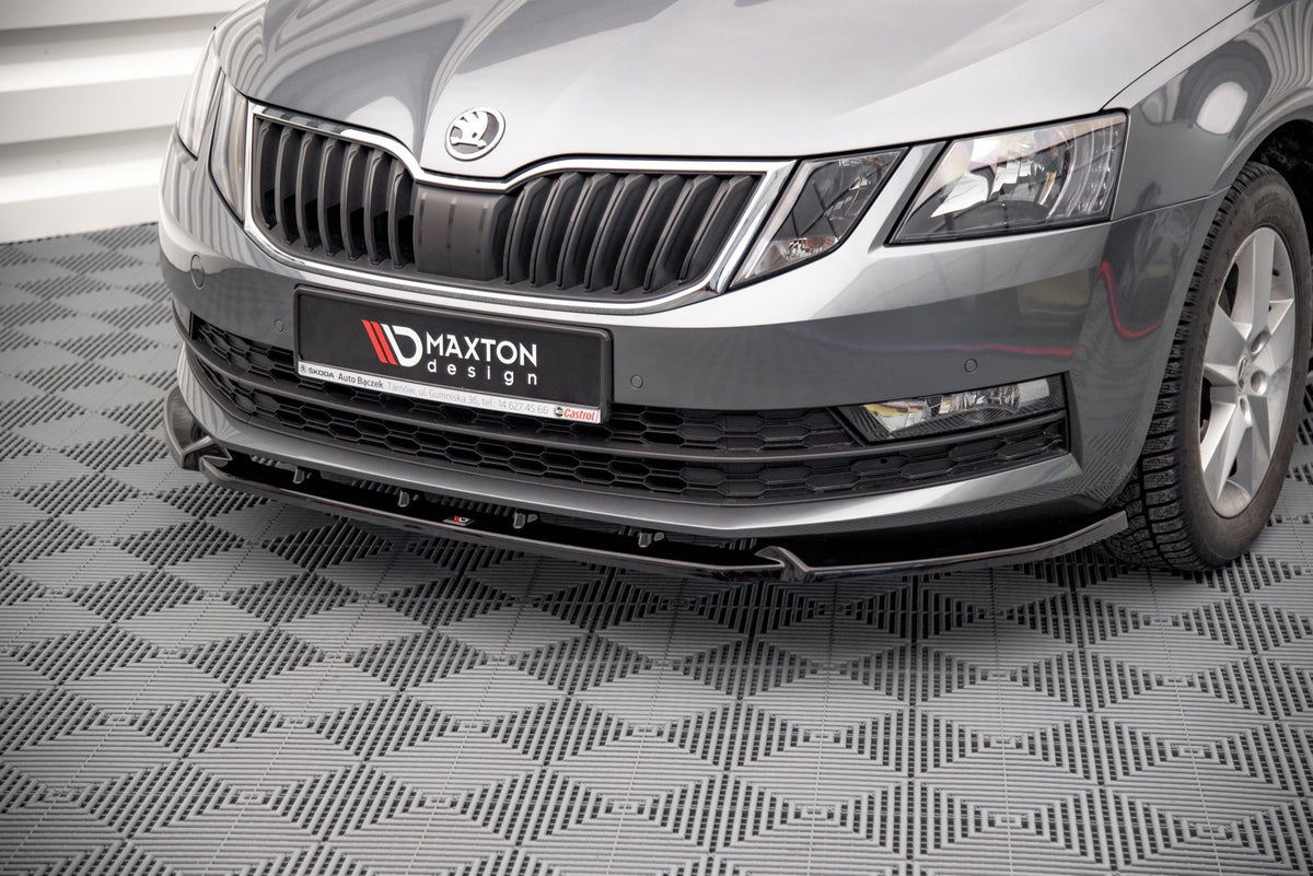 Street+ Spoilerlippe Front Ansatz V.1 passend für Skoda Octavia Mk3 Facelift schwarz Hochglanz – Ansicht 3