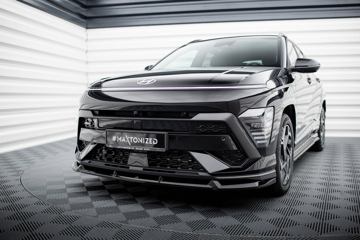 Street+ Spoilerlippe Front Ansatz passend für Hyundai Kona N-Line Mk2 schwarz Hochglanz – Ansicht 3
