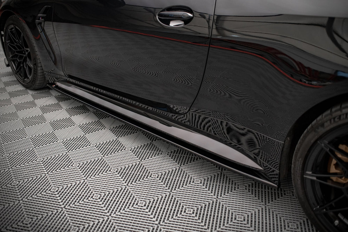 Street+ Seitenschweller Leisten V.2 passend für BMW M4 G82 / G82 Facelift schwarz Hochglanz – Ansicht 1