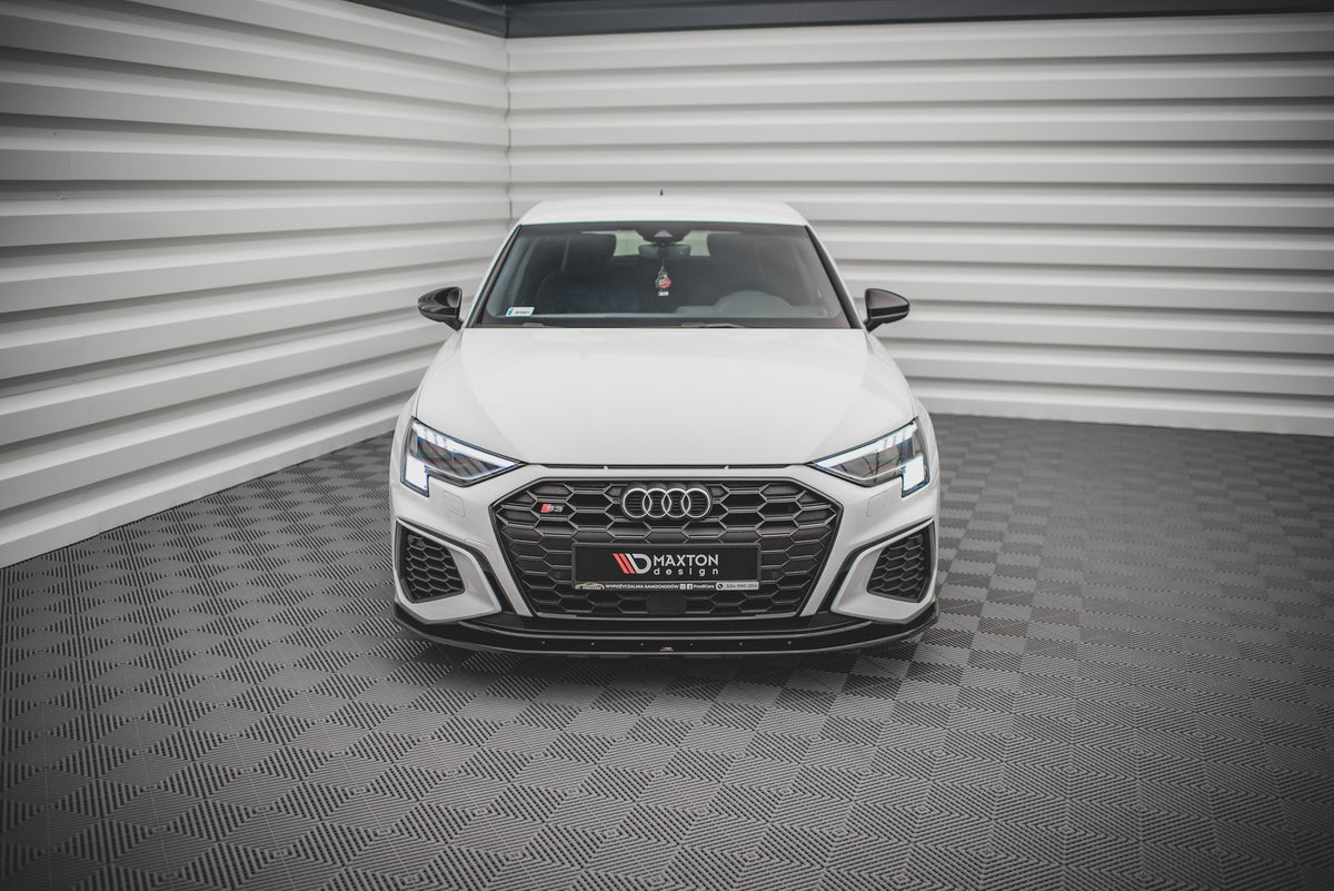 Street+ Spoilerlippe Front Ansatz V.1 passend für Audi S3 / A3 S-Line 8Y schwarz Hochglanz – Ansicht 1