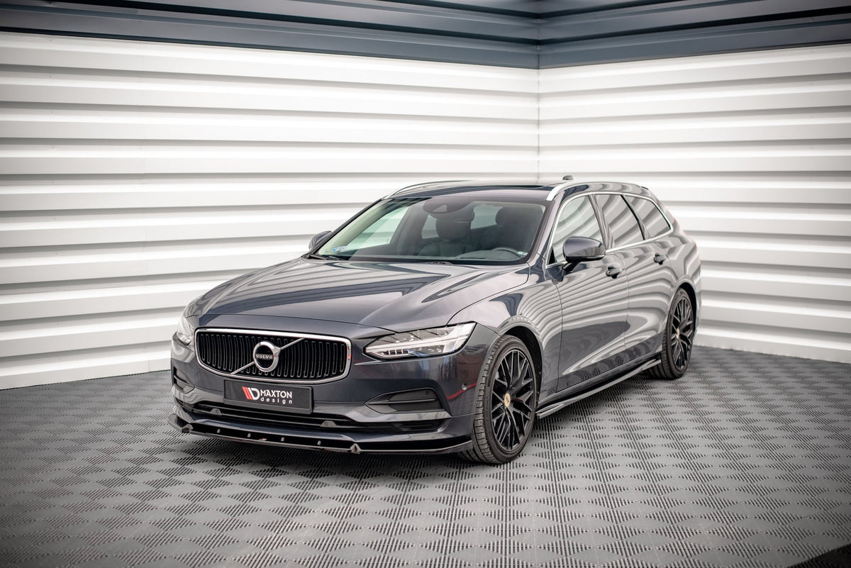 Street+ Spoilerlippe Front Ansatz V.2 passend für Volvo V90 Mk2 schwarz Hochglanz – Ansicht 1