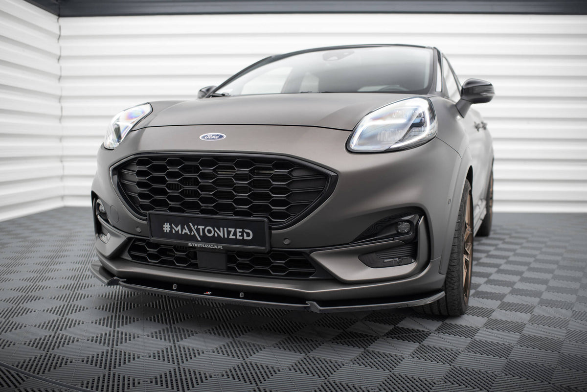 Street+ Spoilerlippe Front Ansatz V.1 passend für Ford Puma ST-Line Mk1 schwarz Hochglanz – Ansicht 1