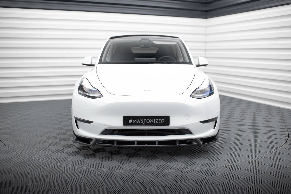 Street+ Spoilerlippe Front Ansatz V.1 passend für Tesla Model Y schwarz Hochglanz – Ansicht 1