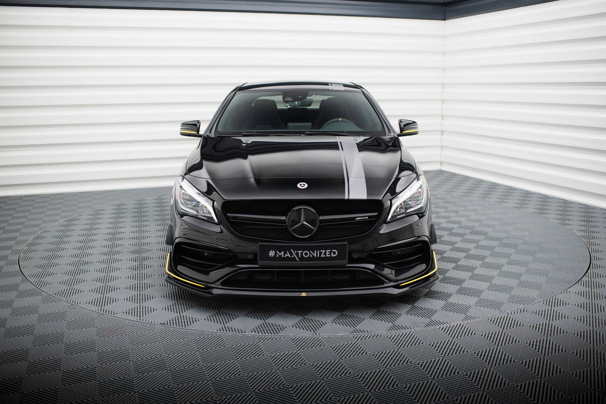 Street+ Spoilerlippe Front Ansatz V.3 passend für Mercedes-AMG CLA 45 Aero C117 Facelift schwarz Hochglanz – Ansicht 1