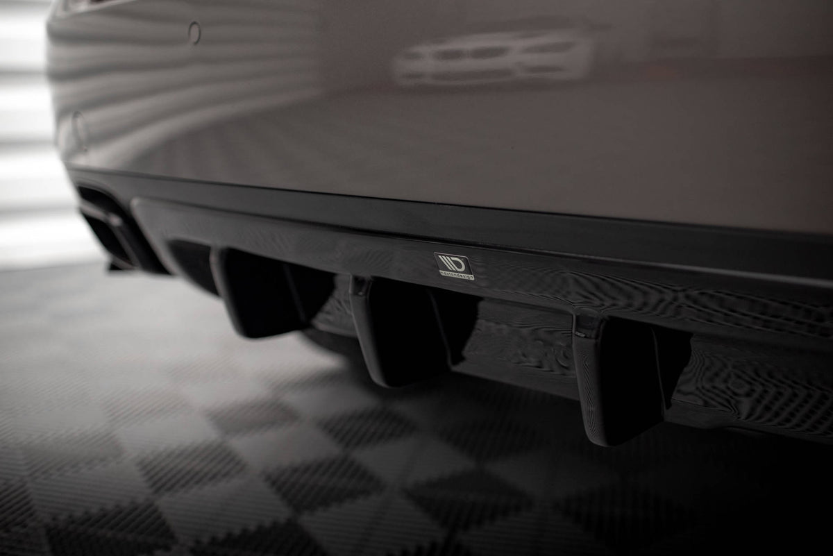 Diffusor Heck Ansatz passend für Porsche Cayenne Turbo / Standard Mk2 schwarz Hochglanz – Ansicht 4