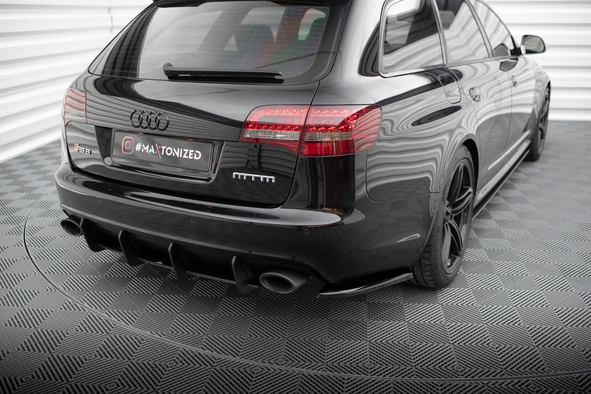 Heck Ansatz Flaps Diffusor passend für Audi RS6 Avant C6 schwarz Hochglanz – Ansicht 4