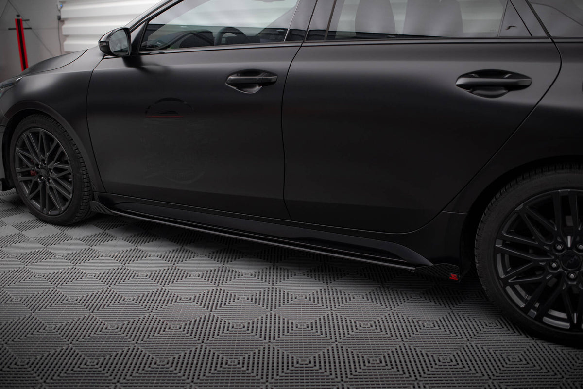 Street Pro Street+ Seitenschweller Leisten + Flaps passend für Kia Proceed GT / GT-Line Mk1 Facelift / Ceed GT Mk3 Facelift  schwarz Hochglanz – Ansicht 4