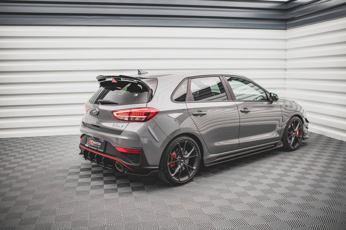 Heck Ansatz Flaps Diffusor V.3 passend für Hyundai I30 N Hatchback Mk3 Facelift schwarz Hochglanz – Ansicht 3