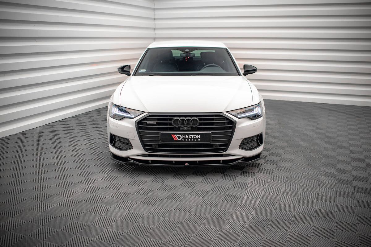 Street+ Spoilerlippe Front Ansatz V.1 passend für Audi A6 C8 schwarz Hochglanz – Ansicht 1