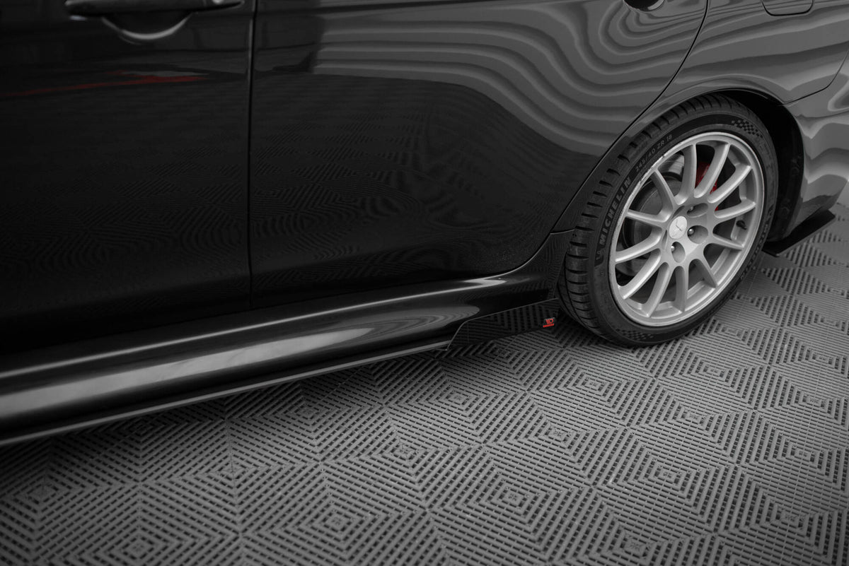 Seitenschweller Flaps passend für Mitsubishi Lancer EVO X schwarz Hochglanz – Ansicht 4