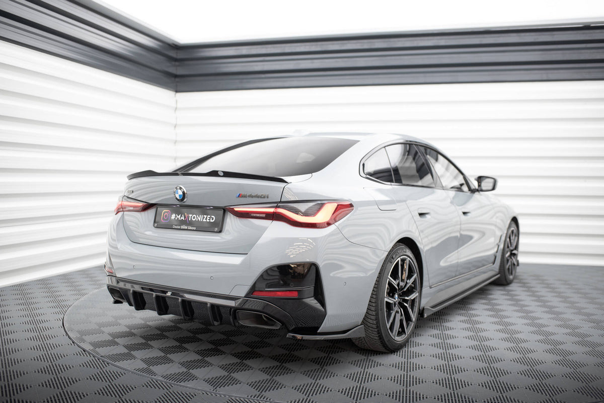 Heck Ansatz Flaps Diffusor V.4 passend für BMW M440i / 4 M-Paket Gran Coupe G26 schwarz Hochglanz – Ansicht 6