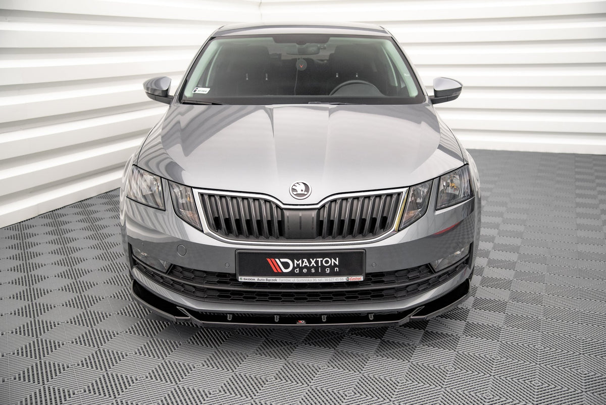 Street+ Spoilerlippe Front Ansatz V.2 passend für Skoda Octavia Mk3 Facelift schwarz Hochglanz – Ansicht 1