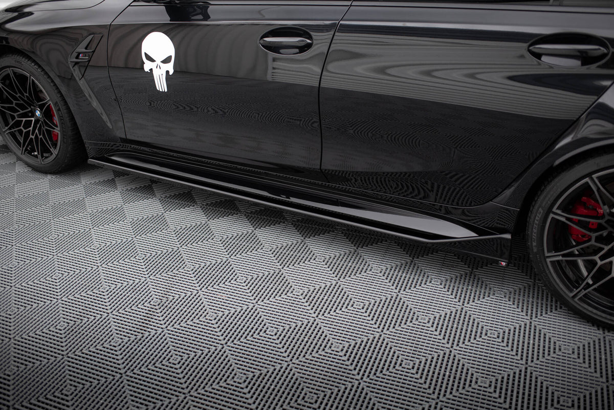Street+ Seitenschweller Leisten passend für V.3 passend für CSL Look BMW M3 Limousine / Touring G80 / G81 schwarz Hochglanz – Ansicht 4
