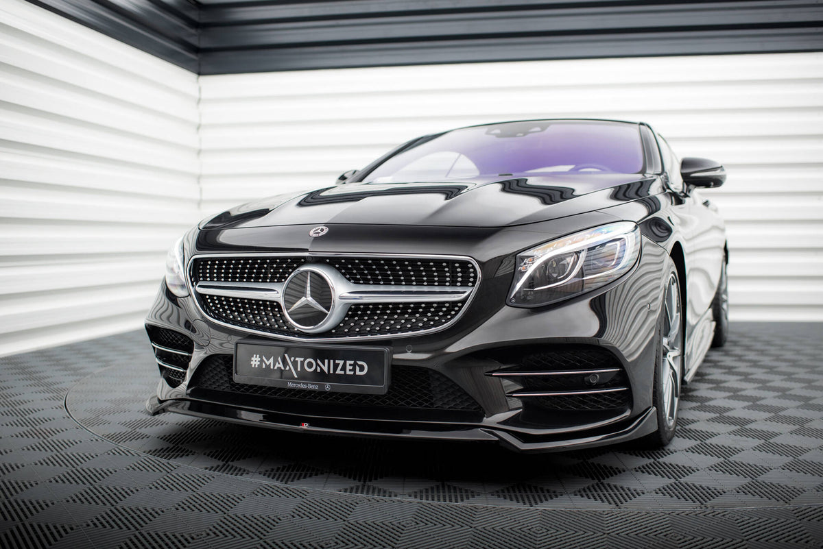 Street+ Spoilerlippe Front Ansatz V.1 passend für Mercedes-Benz S Coupe AMG-Line C217 Facelift schwarz Hochglanz – Ansicht 4