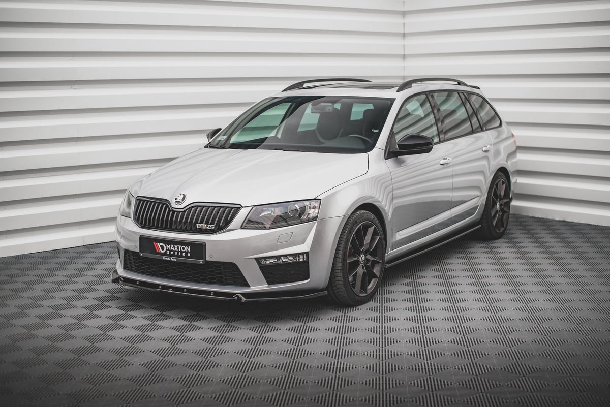 Street+ Spoilerlippe Front Ansatz V.3 passend für Skoda Octavia RS Mk3 schwarz Hochglanz – Ansicht 1