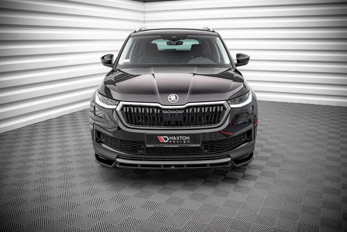 Street+ Spoilerlippe Front Ansatz V.1 passend für Skoda Kodiaq Mk1 Facelift schwarz Hochglanz – Ansicht 1