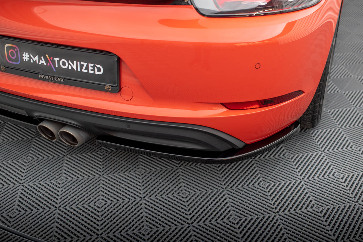 Heck Ansatz Flaps Diffusor passend für Porsche 718 Cayman 982c schwarz Hochglanz – Ansicht 3