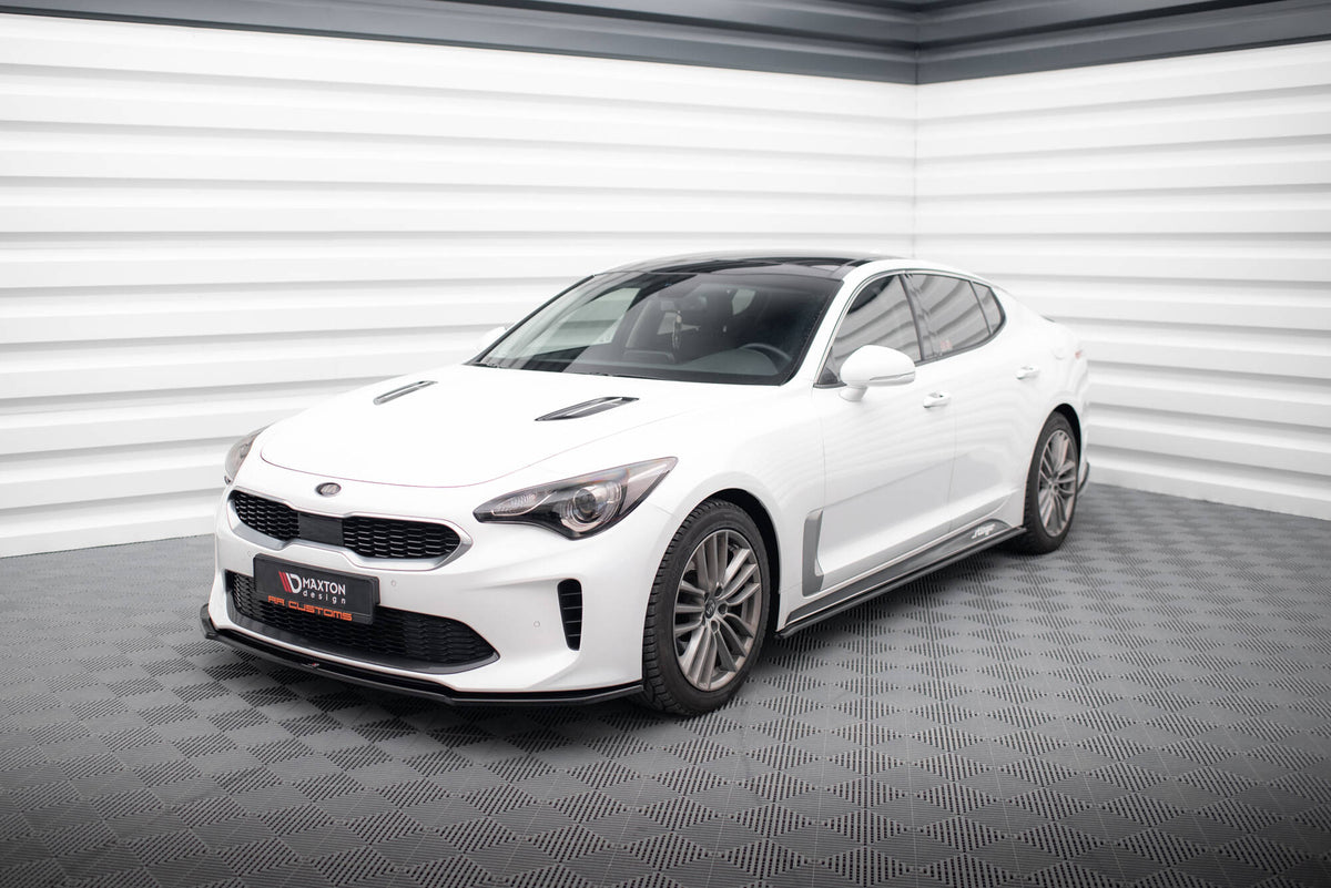 Street+ Spoilerlippe Front Ansatz V.1 passend für Kia Stinger GT / GT-Line / Standard Mk1 schwarz Hochglanz – Ansicht 5