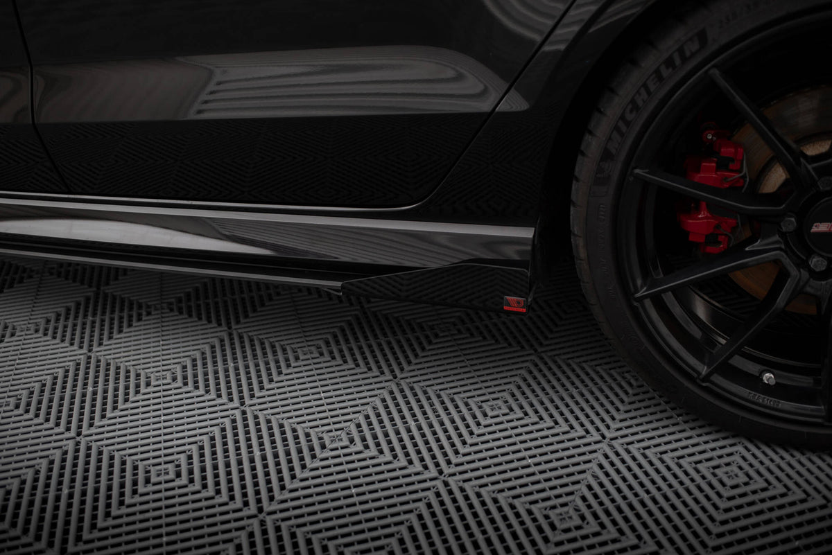 Street Pro Street+ Seitenschweller Leisten passend für V.1 + Flaps passend für Audi RS3 Limousine 8V Facelift schwarz Hochglanz – Ansicht 5