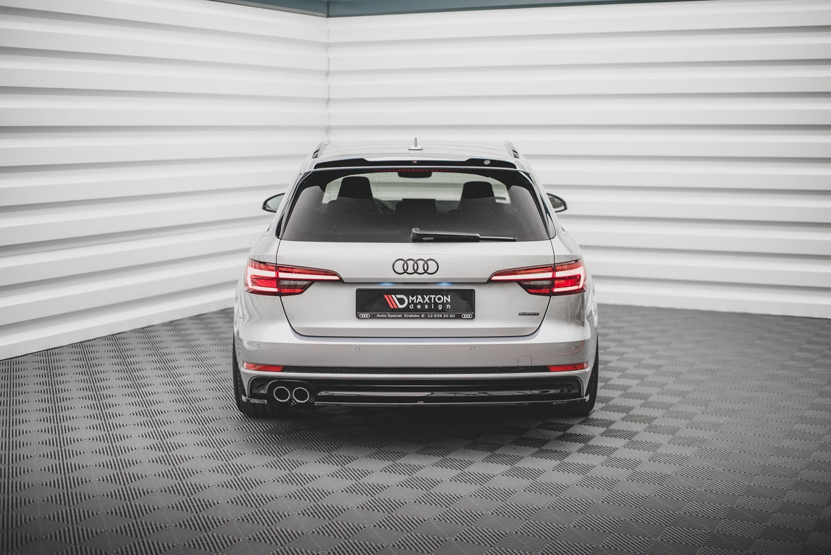 Heck Ansatz Flaps Diffusor V.2 passend für Audi A4 S-Line B9 schwarz Hochglanz – Ansicht 1