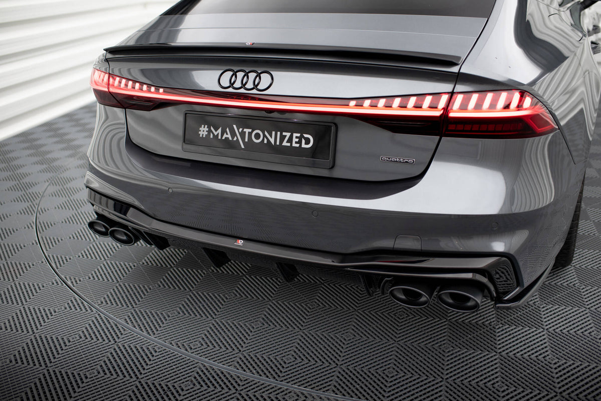 Diffusor Heck Ansatz passend für Audi A7 S-Line C8 / S7 C8 schwarz Hochglanz – Ansicht 3