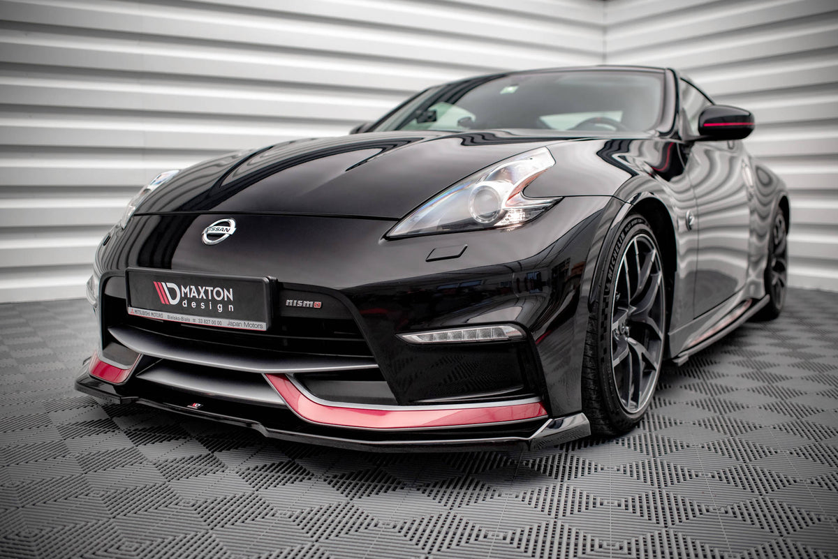 Street+ Spoilerlippe Front Ansatz V.1 passend für Nissan 370Z Nismo Facelift schwarz Hochglanz – Ansicht 4