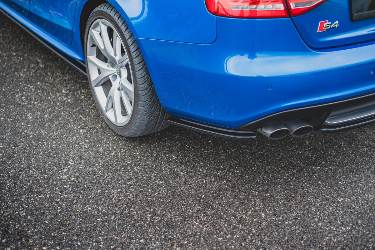 Heck Ansatz Flaps Diffusor passend für Audi S4 / A4 S-Line B8 Limousine schwarz Hochglanz – Ansicht 1