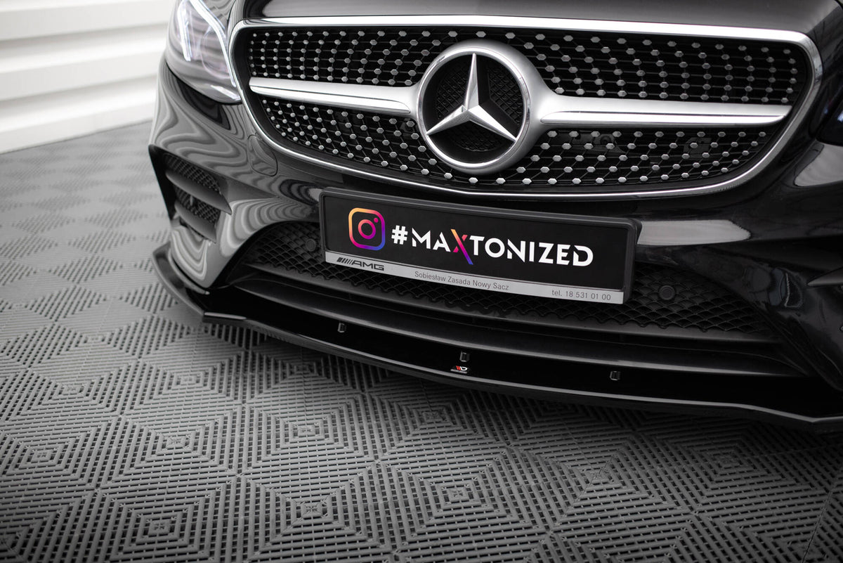 Street+ Spoilerlippe Front Ansatz V.1 passend für Mercedes-Benz E-Klasse W213 Coupe (C238) / Cabriolet (A238) AMG-Line / 53 AMG schwarz Hochglanz – Ansicht 3