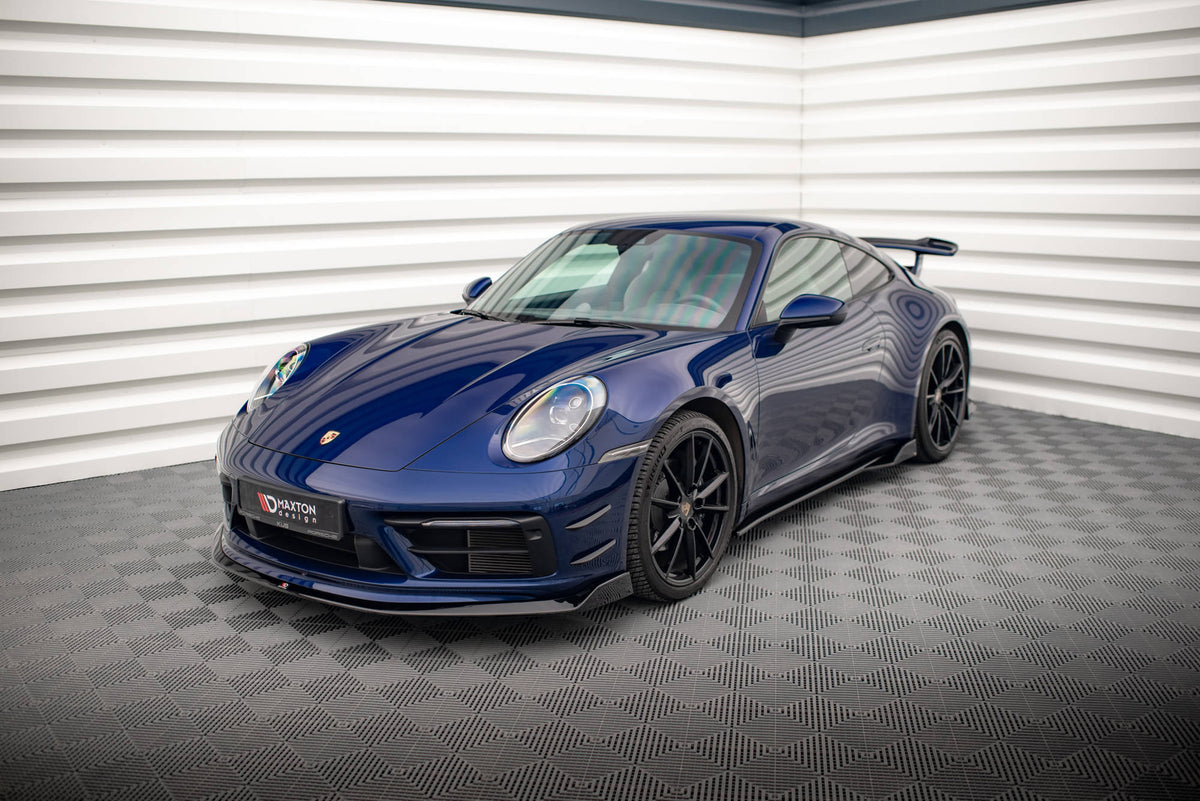Street+ Spoilerlippe Front Ansatz V.2 passend für Porsche 911 Carrera Aero / Carrera GTS 992 schwarz Hochglanz – Ansicht 4