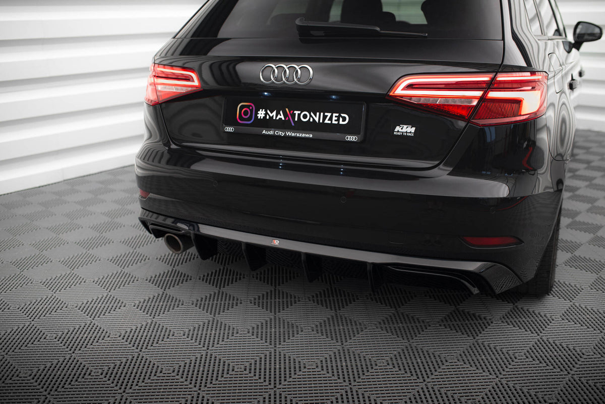 Diffusor Heck Ansatz passend für Audi A3 Sportback 8V Facelift (Einzelauspuff li.rohr) – Ansicht 3