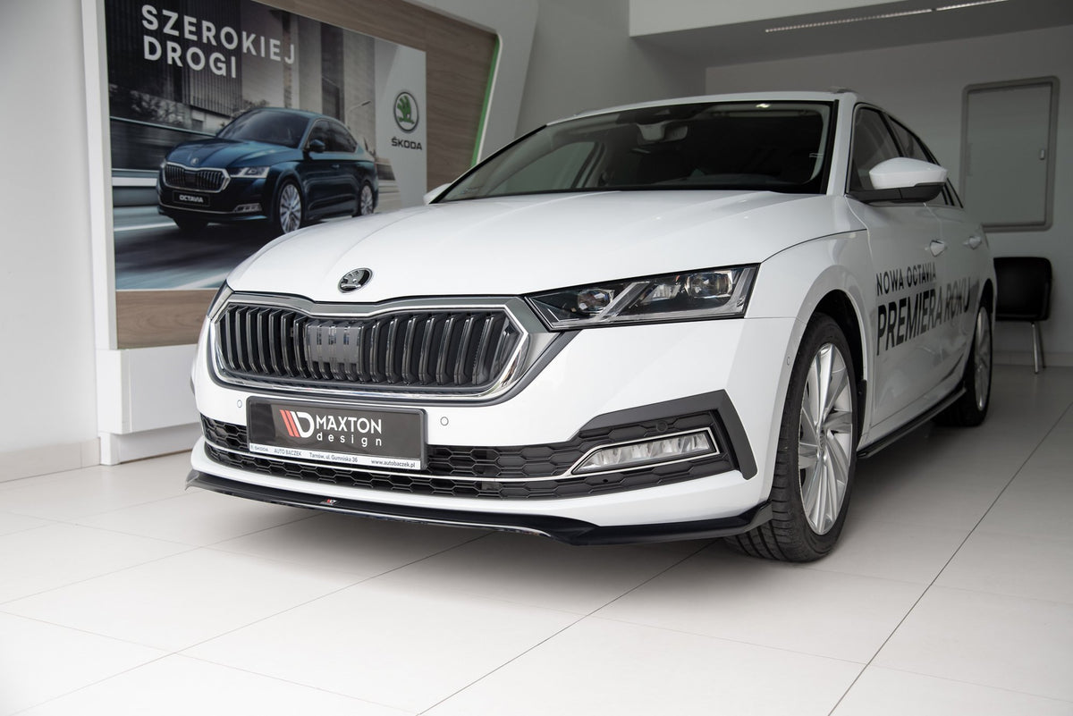 Street+ Spoilerlippe Front Ansatz V.2 passend für Skoda Octavia Mk4 schwarz Hochglanz – Ansicht 3