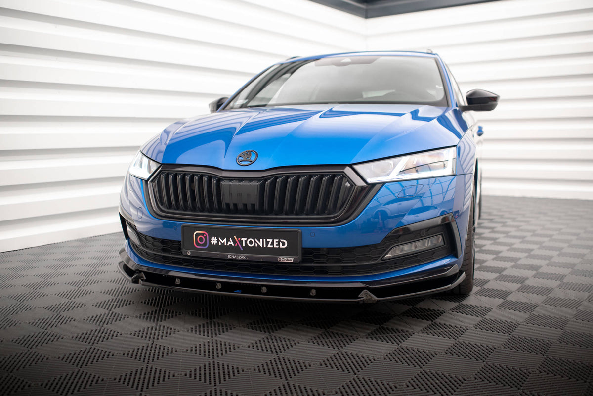 Street+ Spoilerlippe Front Ansatz V.1 passend für Skoda Octavia Sportline Mk4 schwarz Hochglanz – Ansicht 4