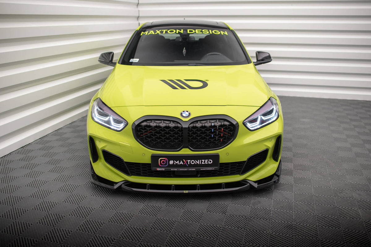 Street+ Spoilerlippe Front Ansatz V.7 passend für BMW 1er M-Paket / M135i / 128ti F40  schwarz Hochglanz – Ansicht 1