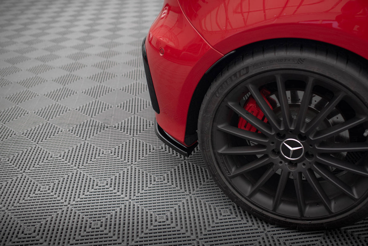 Heck Ansatz Flaps Diffusor passend für Mercedes A W176 AMG Facelift schwarz Hochglanz – Ansicht 4