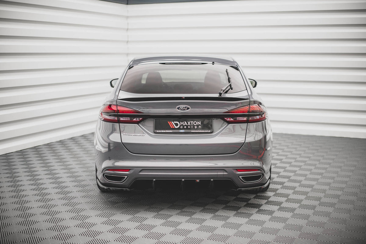 Heck Ansatz Flaps Diffusor V.2 passend für Ford Mondeo ST-Line Mk5 Facelift schwarz Hochglanz – Ansicht 1