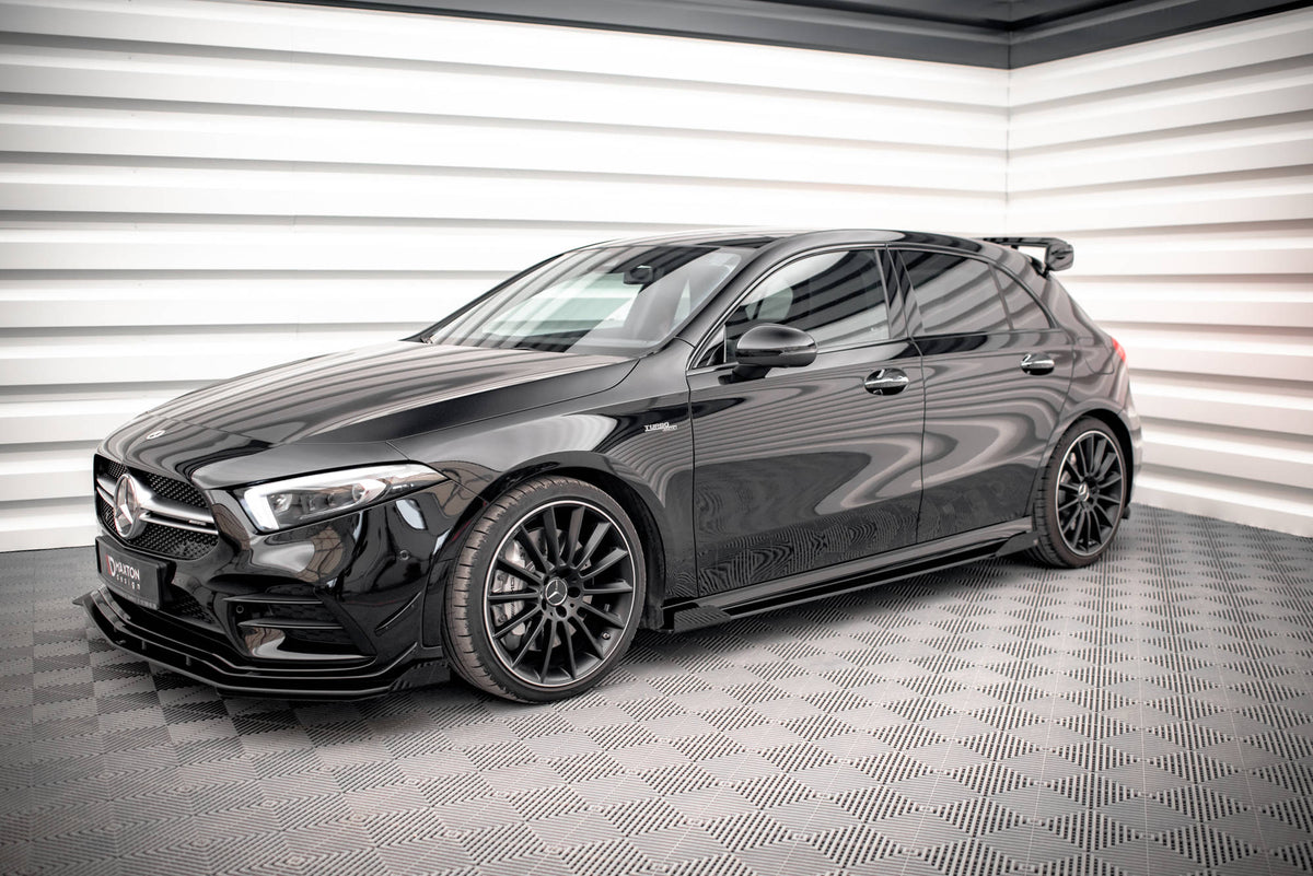 Seitenschweller Flaps passend für Mercedes A35 AMG / AMG-Line Aero Pack W177  schwarz Hochglanz – Ansicht 1