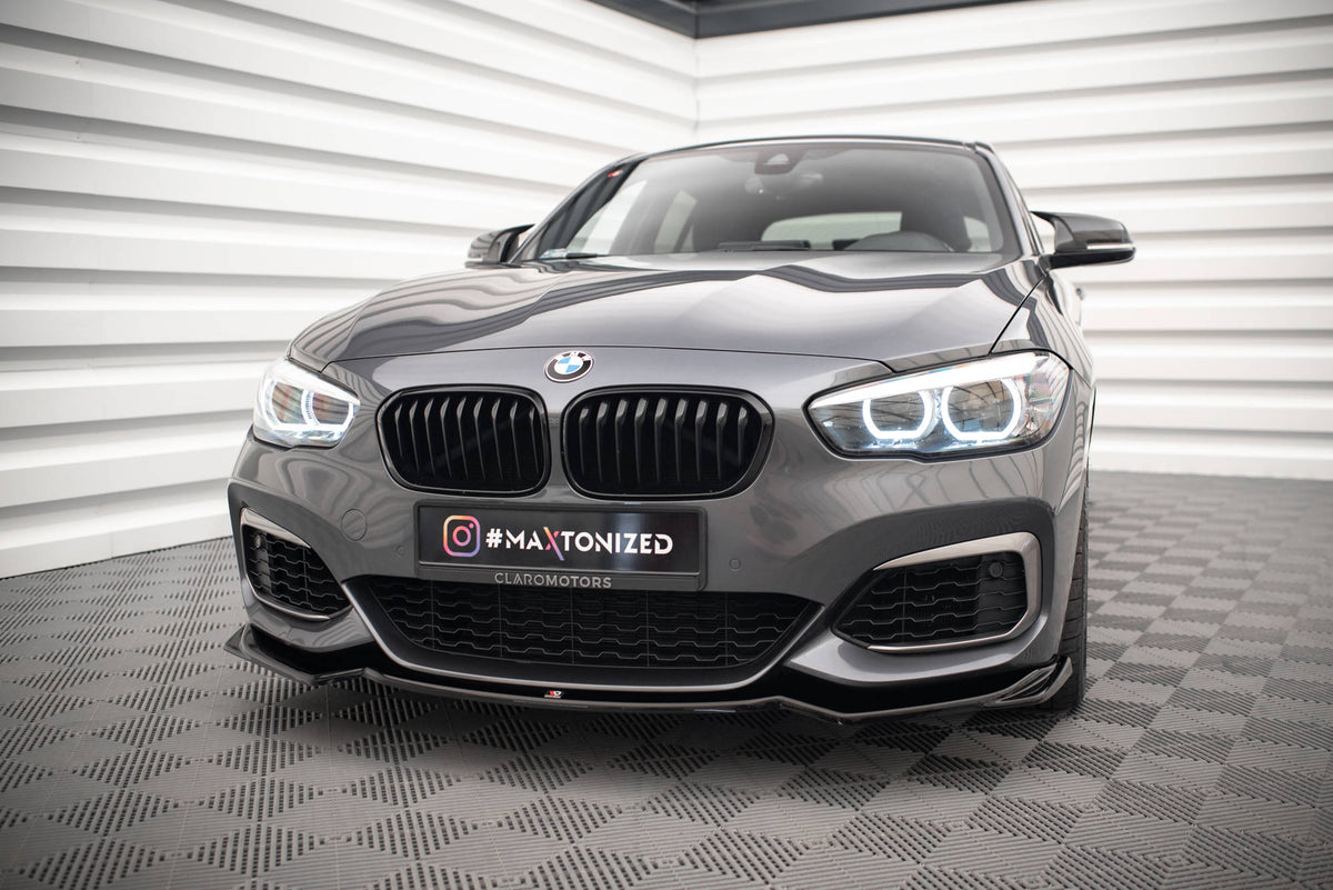 Street+ Spoilerlippe Front Ansatz V.2 passend für BMW 1er F20/F21 M-Power schwarz Hochglanz – Ansicht 1