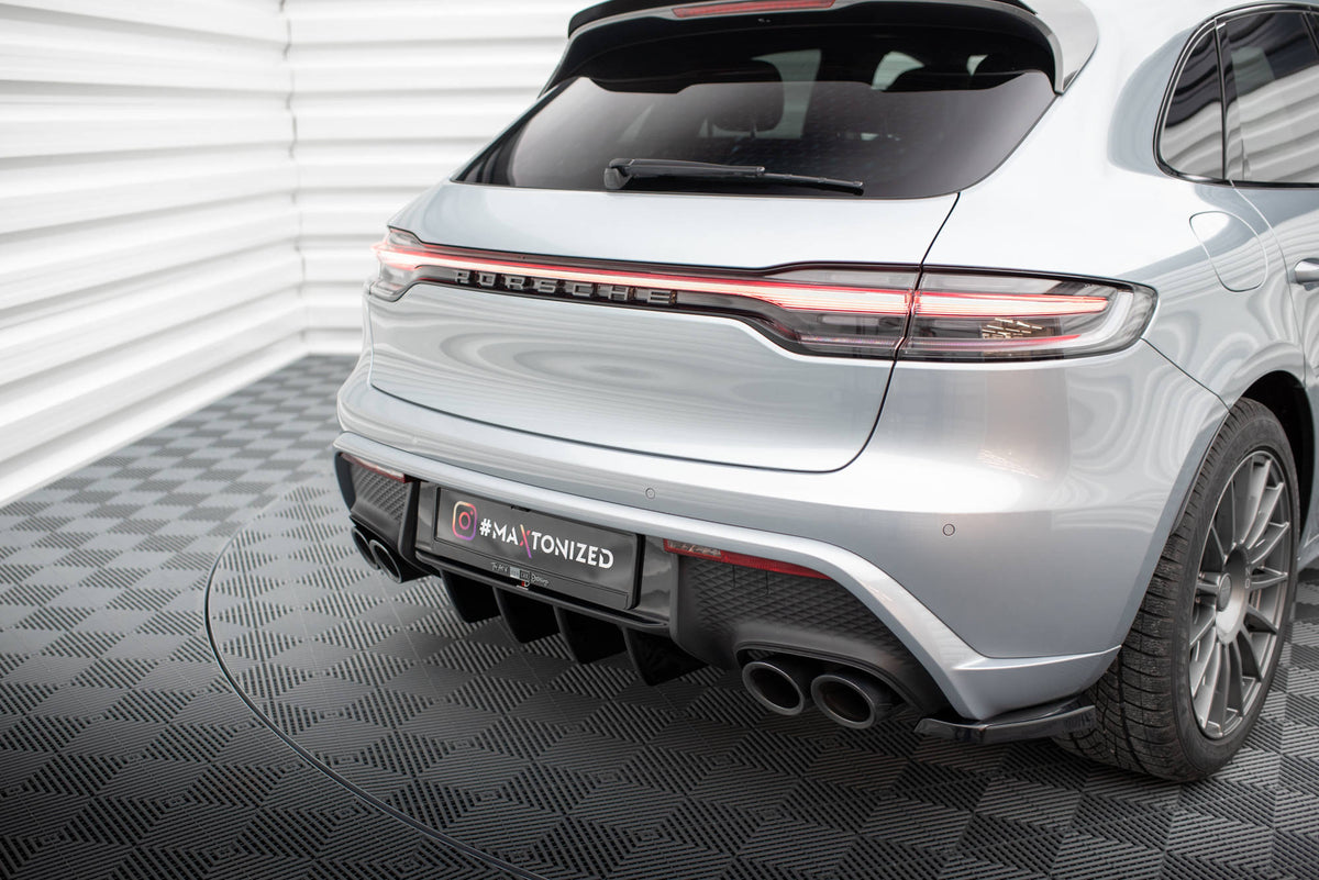 Diffusor Heck Ansatz passend für Porsche Macan Mk1 Facelift 2 schwarz Hochglanz – Ansicht 5