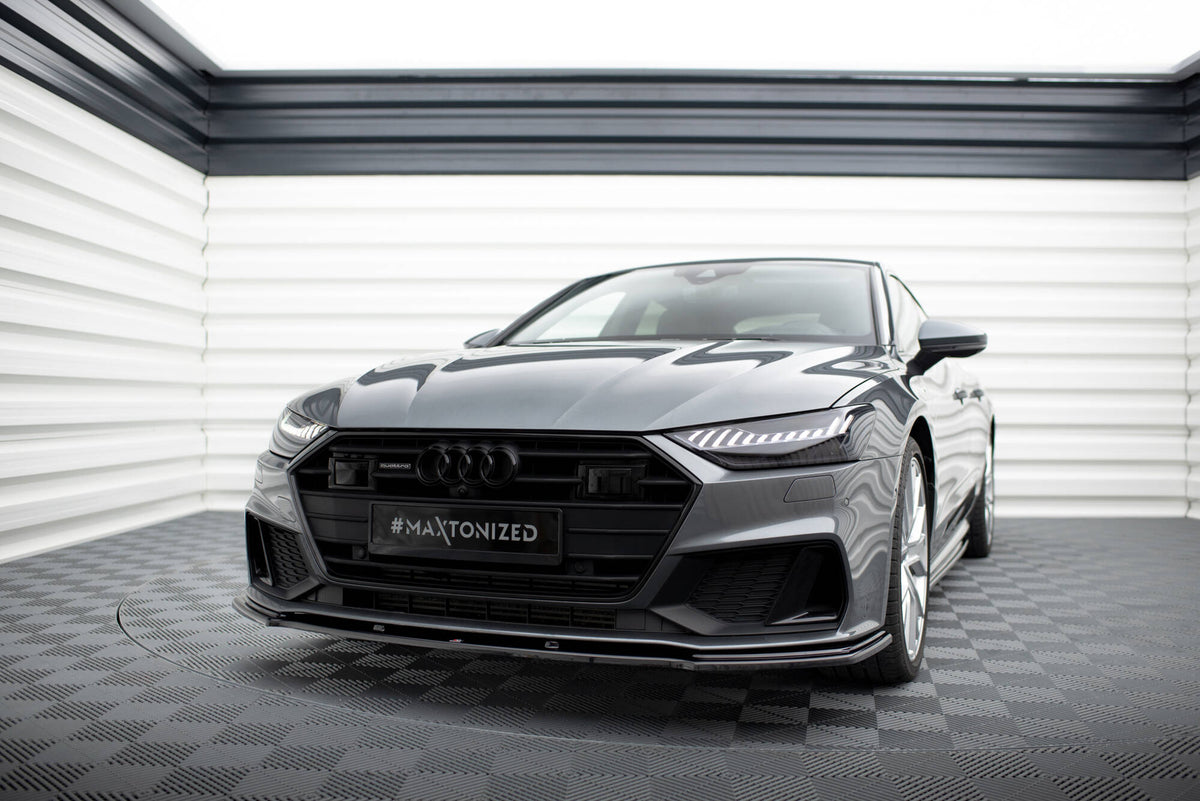 Street+ Spoilerlippe Front Ansatz V.2 passend für Audi A7 S-Line C8 / S7 C8 / C8 Facelift / S7 Facelift schwarz Hochglanz – Ansicht 1