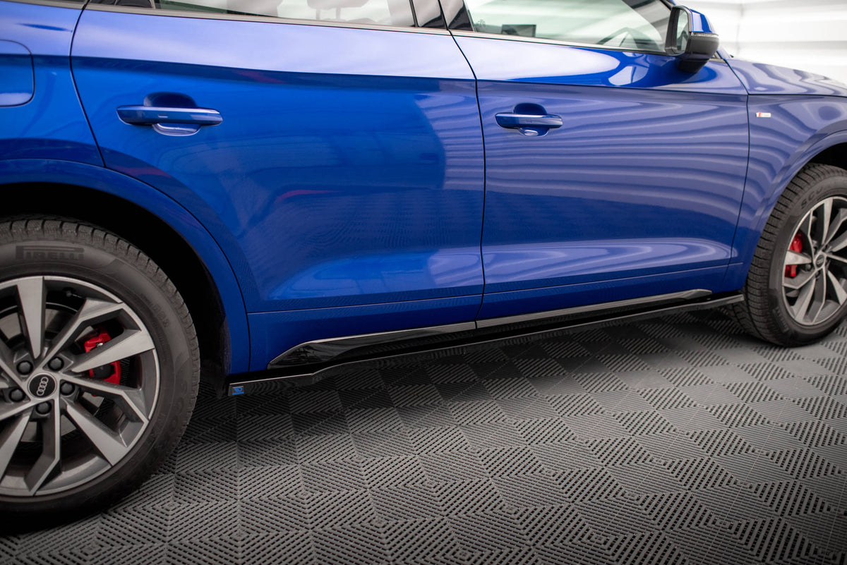 Street+ Seitenschweller Leisten passend für Audi SQ5 / Q5 S-Line SUV / Sportback Mk2 Facelift schwarz Hochglanz – Ansicht 1