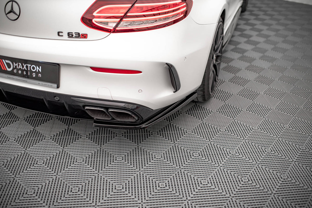 Heck Ansatz Flaps Diffusor passend für Mercedes-AMG C 63 AMG Coupe AMG Aero Pack C205 Facelift schwarz Hochglanz – Ansicht 1