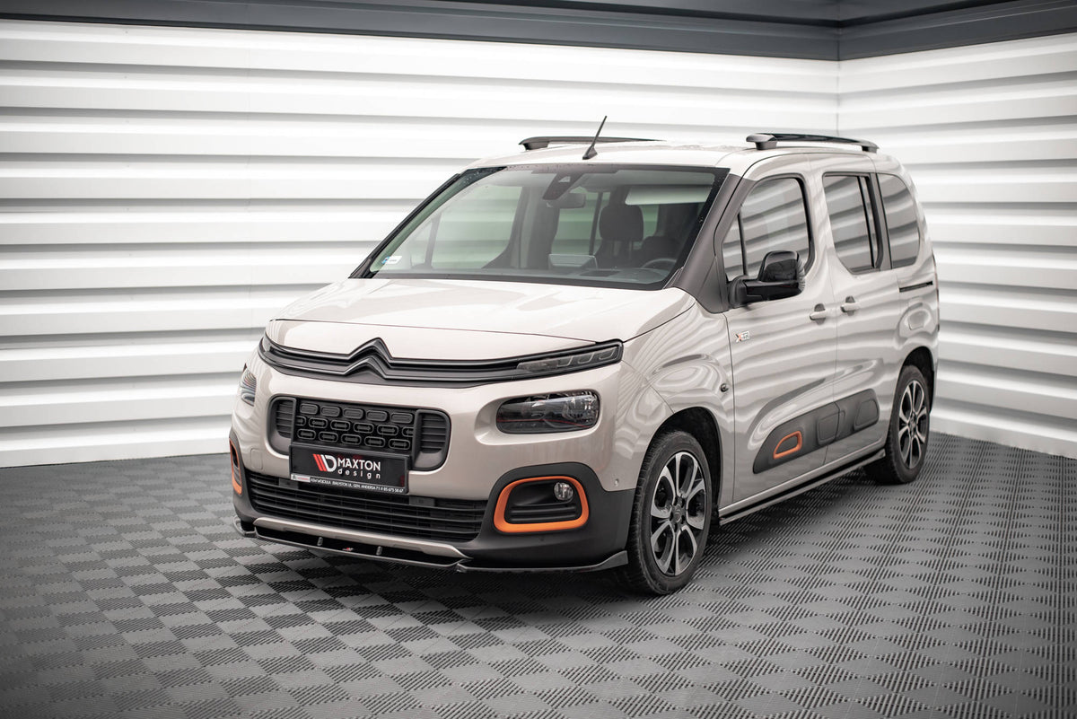 Street+ Spoilerlippe Front Ansatz passend für Citroen Berlingo Mk3 schwarz Hochglanz – Ansicht 3