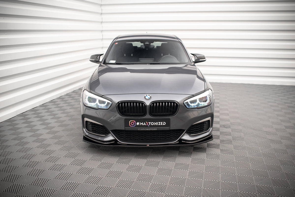 Street+ Spoilerlippe Front Ansatz V.3 passend für BMW 1er F20/F21 M-Power schwarz Hochglanz – Ansicht 1