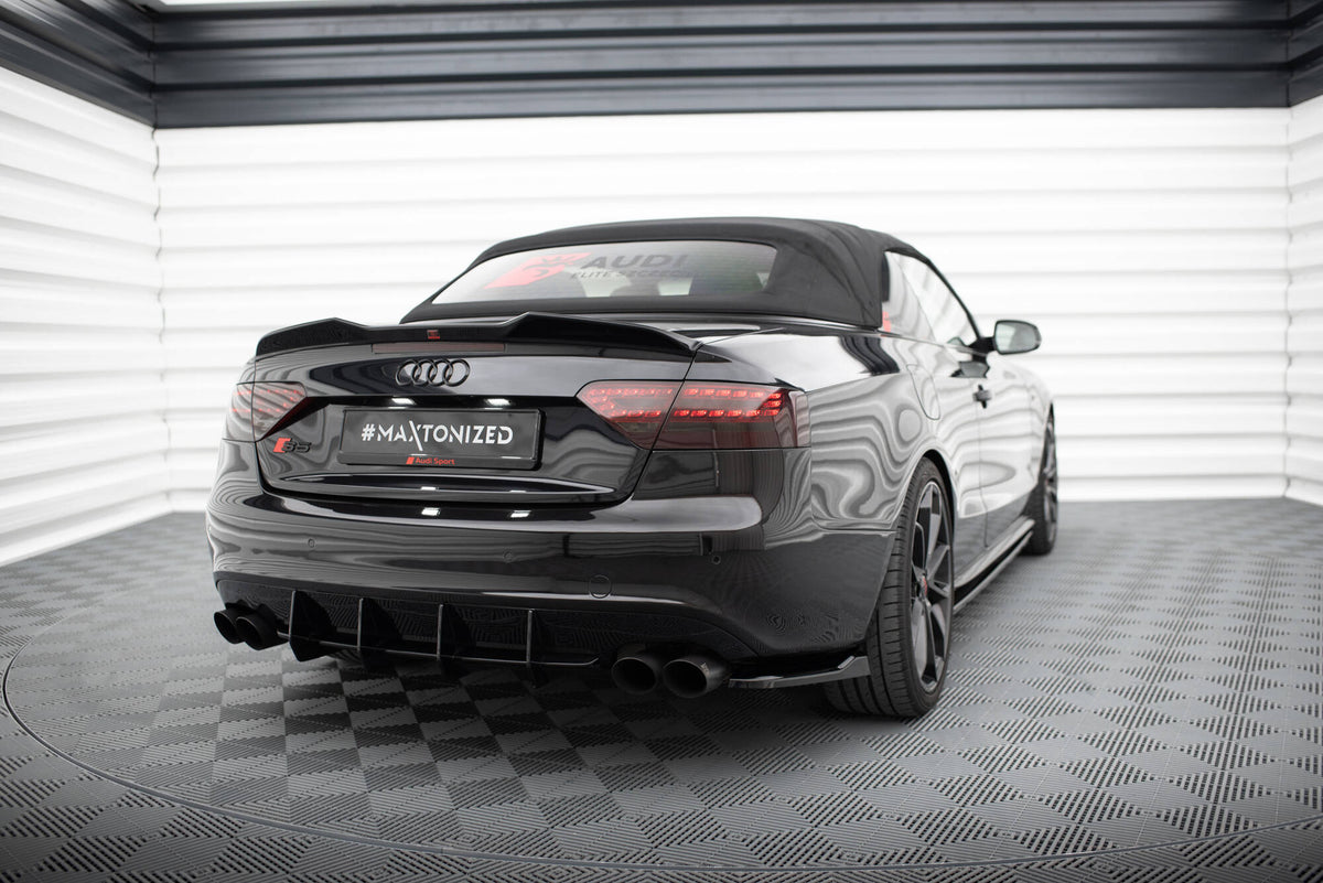 Heck Ansatz Flaps Diffusor V.1 passend für Audi S5 / A5 S-Line Coupe / Cabriolet 8T schwarz Hochglanz – Ansicht 1