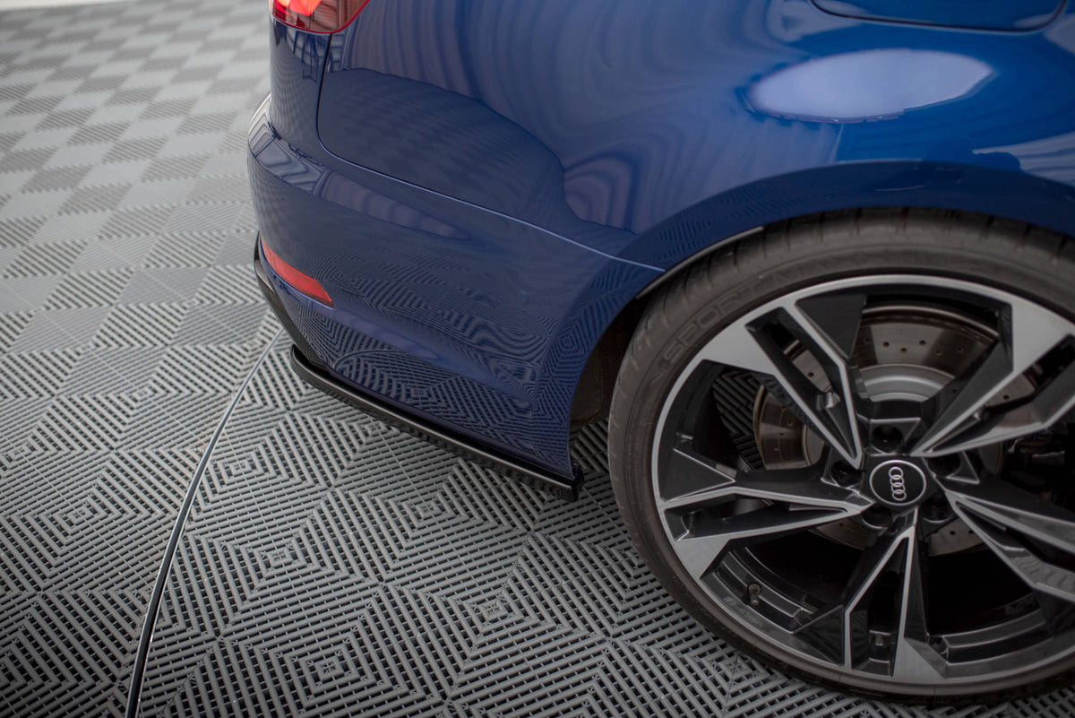 Heck Ansatz Flaps Diffusor passend für Audi A4 Competition B9  schwarz Hochglanz – Ansicht 3