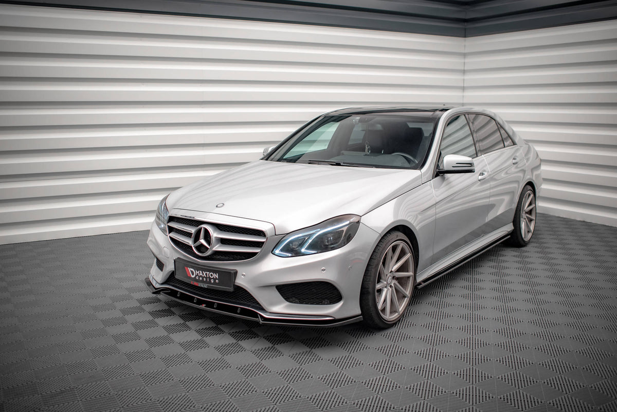 Street+ Spoilerlippe Front Ansatz V.2 passend für Mercedes-Benz E AMG-Line Limousine W212 Facelift schwarz Hochglanz – Ansicht 4