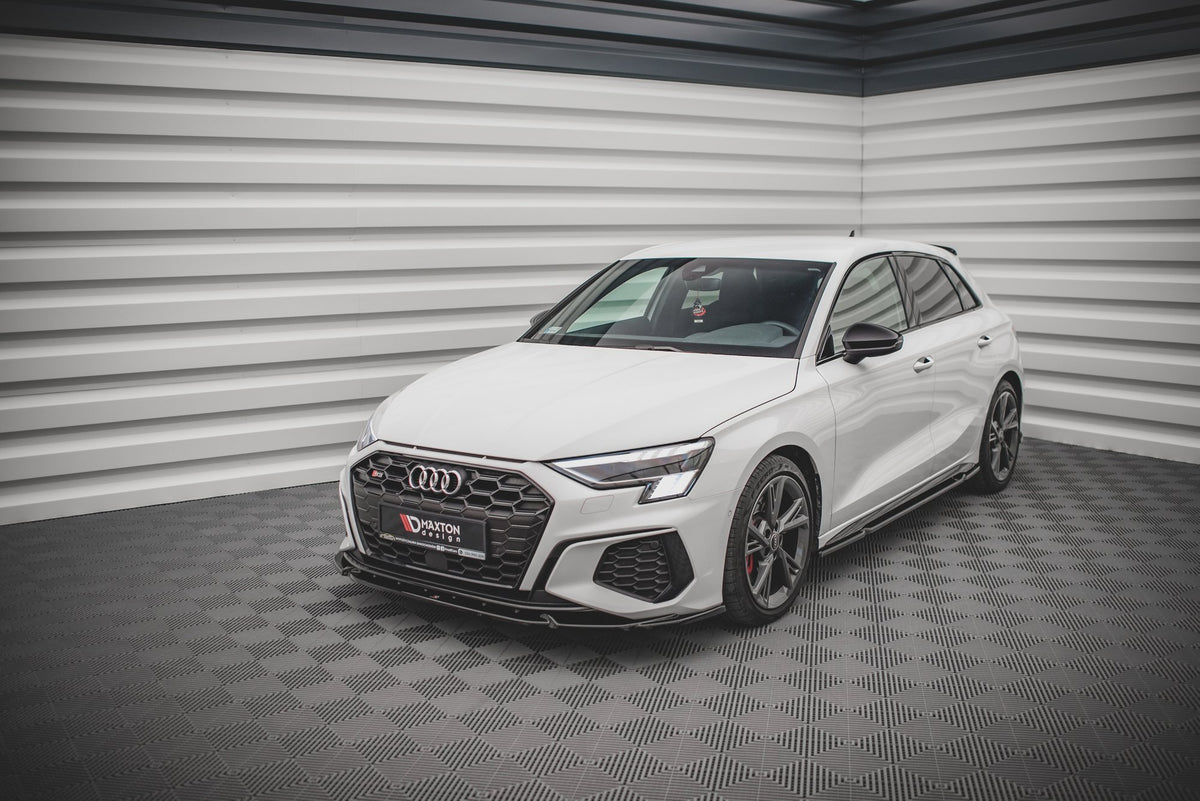 Street+ Spoilerlippe Front Ansatz V.3 passend für Audi S3 / A3 S-Line 8Y schwarz Hochglanz – Ansicht 4